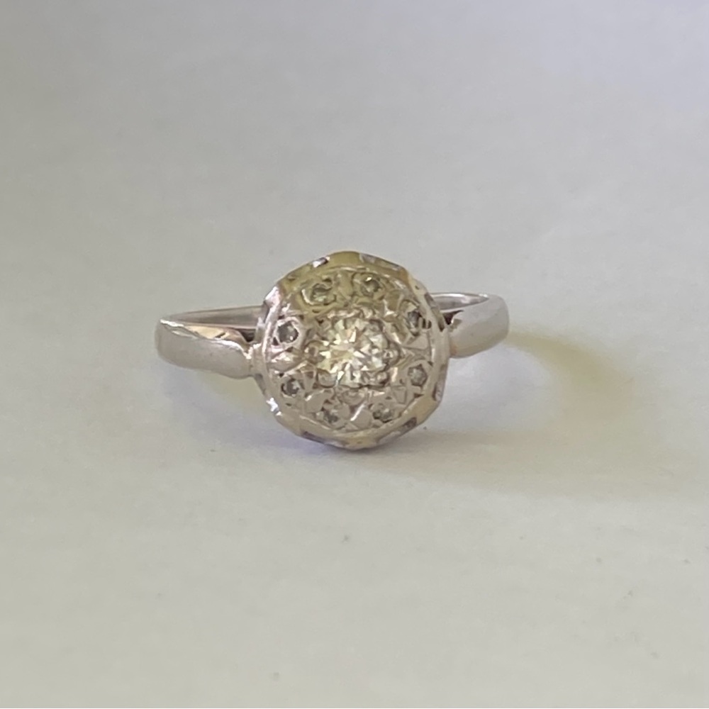 ‼️SOLD‼️ Antique 14k White Gold Diamond Engagement Ring